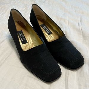 Stuart Weitzman Classic Black Square Toe Block Heel Pumps